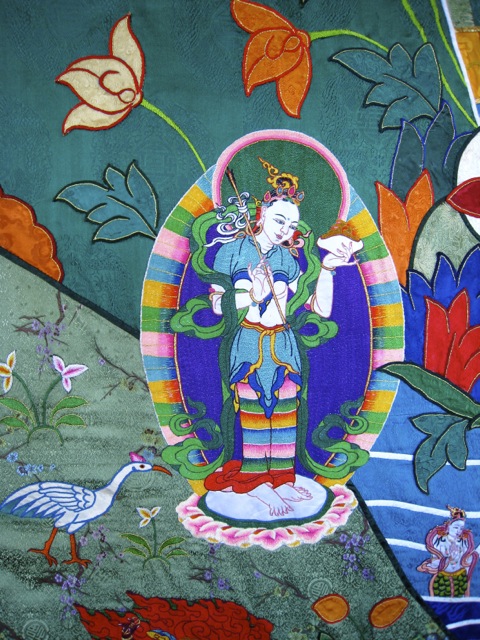 Silk embroidery depicting Mandarava, Bhutan